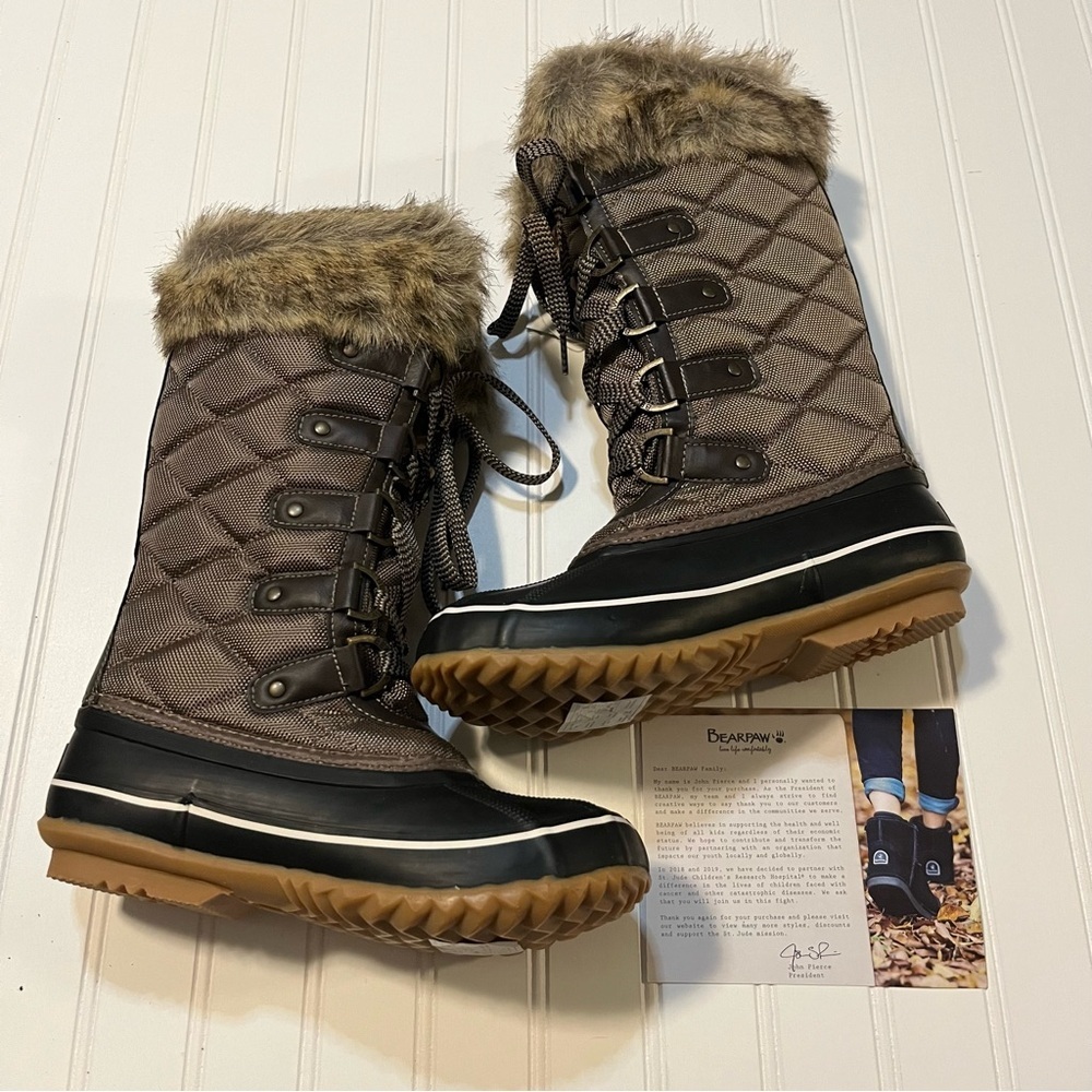 Bearpaw McKinley Boots Women’s Size 7 Brown Waterproof Boots NIB